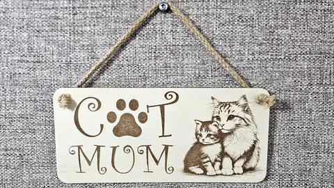 Cat Mum with Paw Print | Cat and Kitten Decorative Sign | Plaque