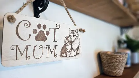 Cat Mum with Paw Print | Cat and Kitten Decorative Sign | Plaque