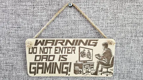 Dad Gamer Plaque WARNING Do Not Enter Dads GAMING Personalised Dad Gift