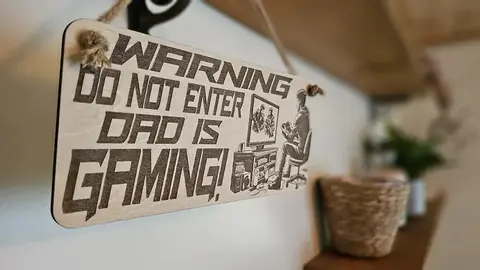 Dad Gamer Plaque WARNING Do Not Enter Dads GAMING Personalised Dad Gift
