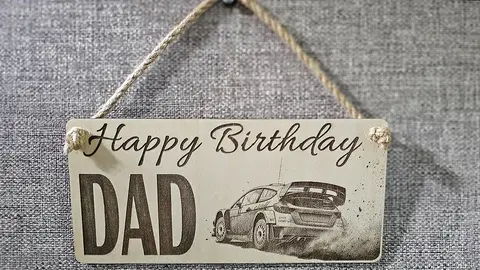 Happy Birthday Dad Sign Racing Rally Car Plaque Decorative Wooden Sign | Personalised
