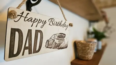 Happy Birthday Dad Sign Racing Rally Car Plaque Decorative Wooden Sign | Personalised