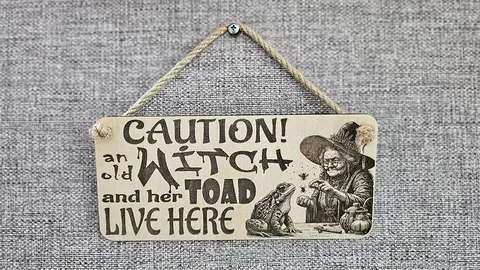 Caution An Old Witch And Her Toad Live Here Decorative Sign | Plaque