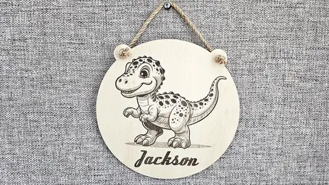 Young Dinosaur Childrens Bedroom Name Sign | Personalised Gift For Your Baby Toddler