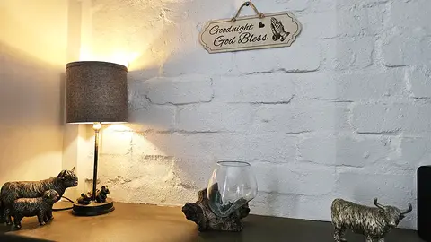 Goodnight God Bless Decorative Sign | Plaque with Heart and Praying Hands