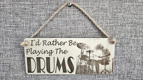 I'd Rather Be Playing The Drums Decorative Sign | Music Themed Drummer Plaque