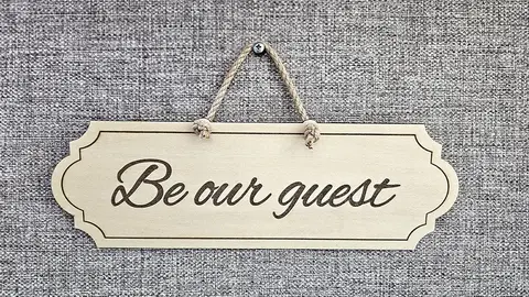 Be our Guest hanging wall plaque / sign delicate classy design