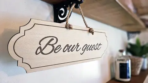 Be our Guest hanging wall plaque / sign delicate classy design