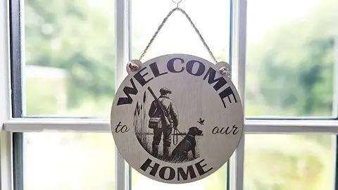 Hunting Themed Welcome To Our Home Sign Shooting Hanging Wall Plaque