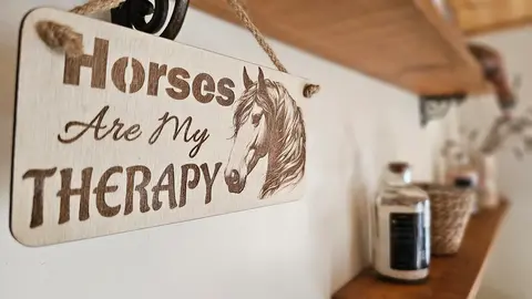 Horses Are My Therapy Decorative Sign | Plaque | With Cute Funny Saying