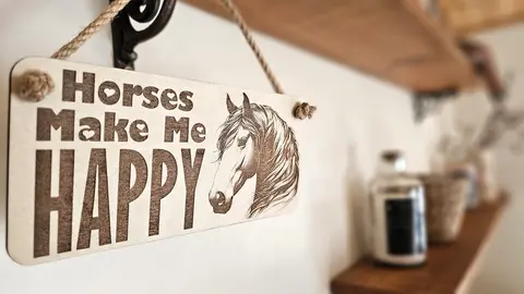 Horses Make Me Happy Decorative Sign | Plaque | With Cute Funny Saying
