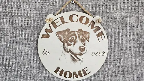 Welcome To Our Home Jack Russell Hanging Wall Sign Porch Door Plaque