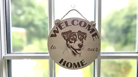 Welcome To Our Home Jack Russell Hanging Wall Sign Porch Door Plaque