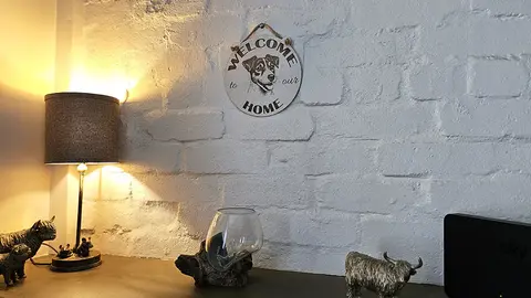 Welcome To Our Home Jack Russell Hanging Wall Sign Porch Door Plaque