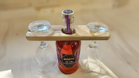 Handmade Solid Oak Bottle and Glasses Holder