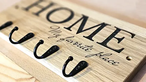 Oak Wall Mounted Key Holder with 4 Hooks - Reclaimed Wood