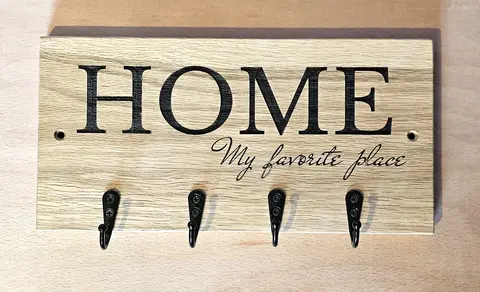 Oak Wall Mounted Key Holder with 4 Hooks - Reclaimed Wood