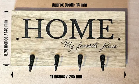 Oak Wall Mounted Key Holder with 4 Hooks - Reclaimed Wood