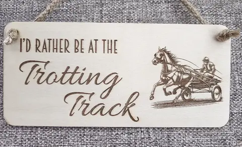 Trotting Track Themed Hanging Wall Plaque Horse Racing Pony Trap Racing