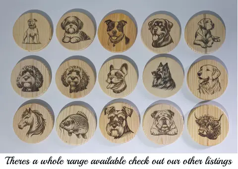 Golden Retriever wooden coaster finished in Beeswax