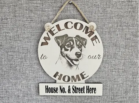 Personalised Welcome to our Home Jack Russell Plaque Decorative Sign