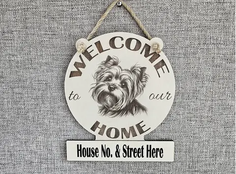 Personalised Welcome to our Home Yorkshire Terrier Plaque Decorative Sign