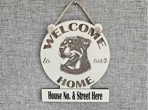 Personalised Welcome to our Home Rottweiler Plaque Decorative Sign