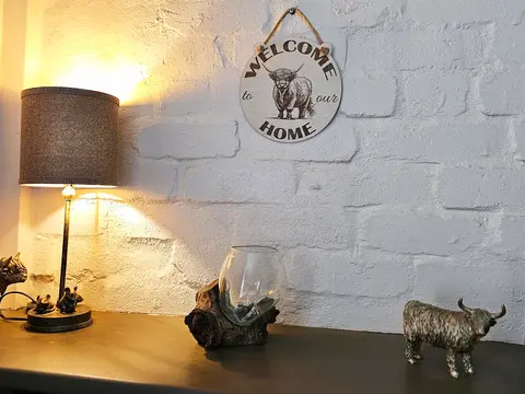 Welcome to our Home Highland Cow Plaque Decorative Sign