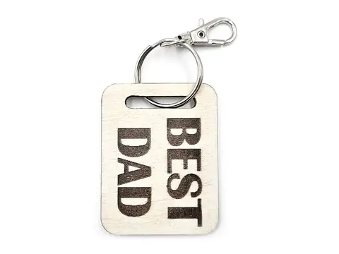 Bulldog Wooden Keyring with Split Ring and Clip