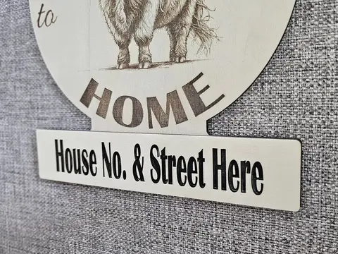 Personalised Welcome to our Home Highland Cow Plaque Decorative Sign