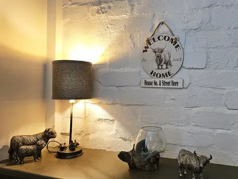 Personalised Welcome to our Home Highland Cow Plaque Decorative Sign