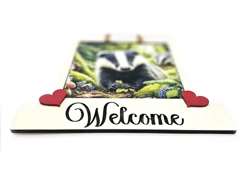 Badger Wildlife Welcome Sign Modern Design With Colourful Picture