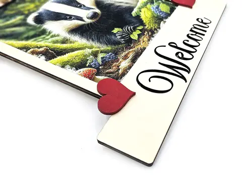 Badger Wildlife Welcome Sign Modern Design With Colourful Picture