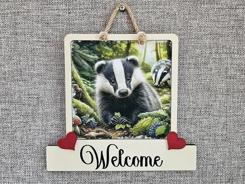 Badger Wildlife Welcome Sign Modern Design With Colourful Picture