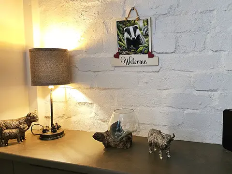 Badger Wildlife Welcome Sign Modern Design With Colourful Picture