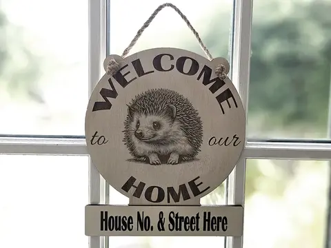 Personalised Welcome to our Home Hedgehog Plaque Decorative Sign