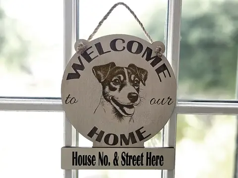 Personalised Welcome to our Home Jack Russell Plaque Decorative Sign