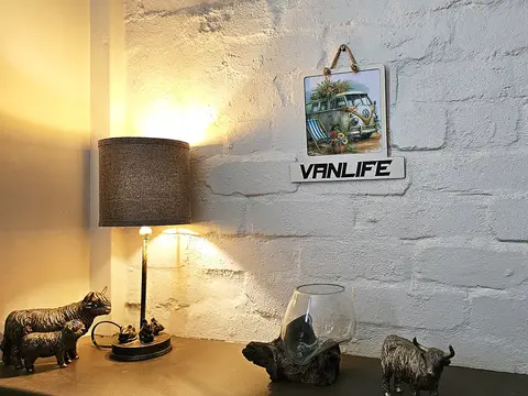 Vanlife Sign Modern Design With Colourful Picture Classic Campervan