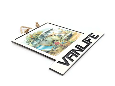 Vanlife Sign Modern Design With Colourful Picture Classic Campervan