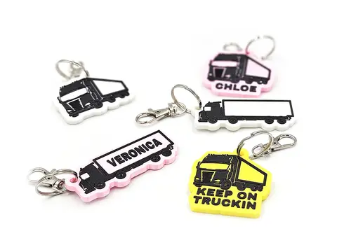 Lorry Truck Driver Keyring - Bag Tag Personalise With Your Name Reg Number