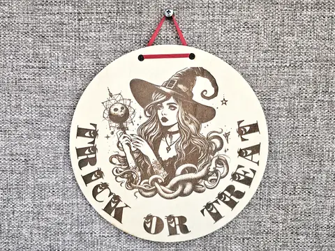 Halloween Trick or Treat Sign With A Witch Image