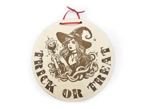 Halloween Trick or Treat Sign With A Witch Image