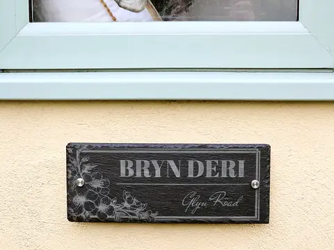 Slate House Sign Floral Laser Engraved