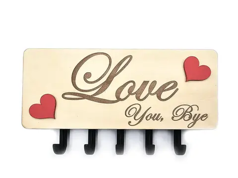 Love You Bye Wall Mounted Key Holder and Letter Rack