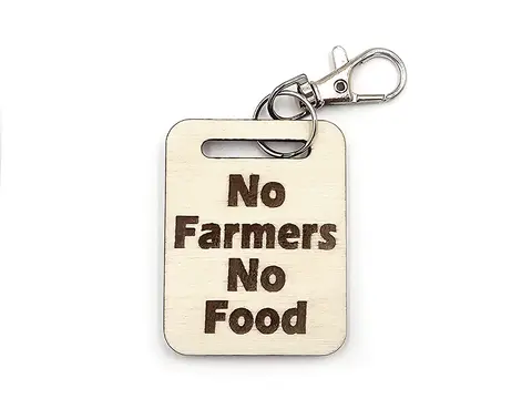 Novelty Tractor Themed Wooden Keyring with Split Ring and Clip