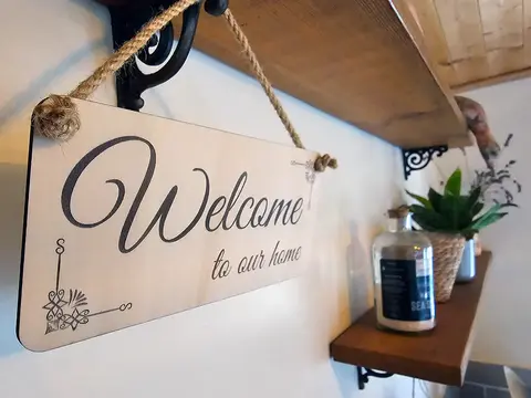 Welcome to our Home Decorative Hanging Plaque | Sign