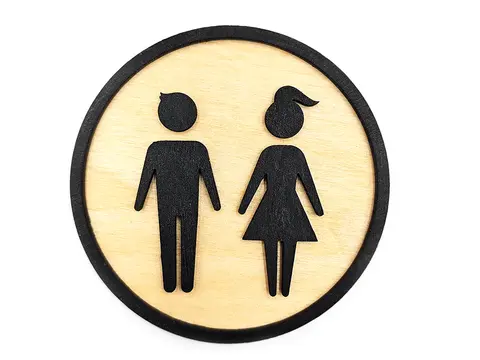 Toilet Decorative Door Sign Wooden Plaque Elegant Engraved Round Design