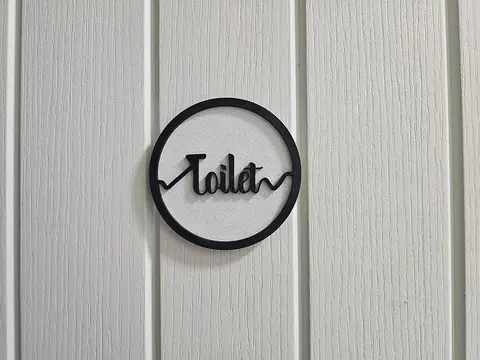 Toilet Door Sign Decorative Wooden Plaque Elegant Engraved Round Design
