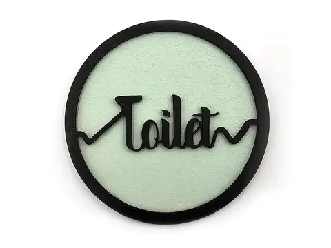 Toilet Door Sign Decorative Wooden Plaque Elegant Engraved Round Design