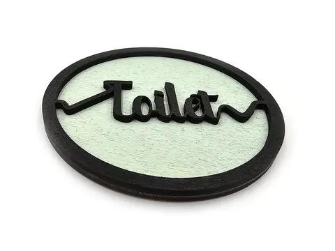 Toilet Door Sign Decorative Wooden Plaque Elegant Engraved Round Design